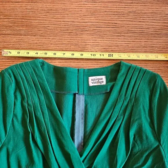 Unique Vintage Delores 1950s Emerald Green Swing Dress XXL - Picture 9 of 10